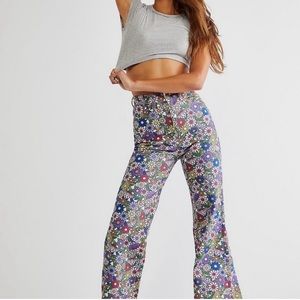 Free People Wrangler Flower Flare Jeans